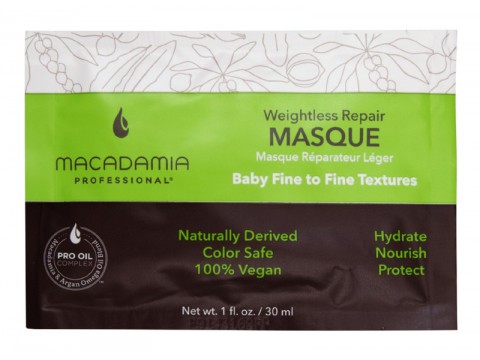 Macadamia neapsunkinanti plaukų drėkinamoji kaukė Weightless Repair Masque 30ml